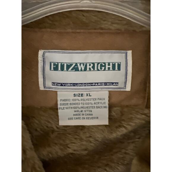 Fitz-Wright faux suede tan trench coat Woman XL Vintage Boho Indie Glam Vegan - Picture 2 of 8